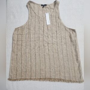 ANTHROPOLOGIE DREW TEAGAN LINEN BURLAP RAW HEM TANK TOP Size MED.